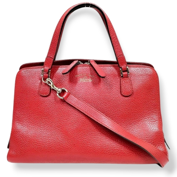 Gucci Handbags - GUCCI Red Leather Shoulder Bag